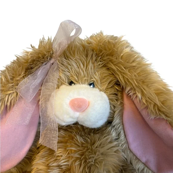 Vintage T. L. Toys Plush Bunny Rabbit Floppy Lavender Bow Accent Brown 15” - Picture 7 of 9